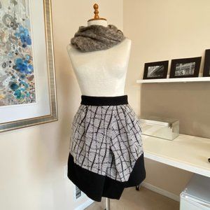 Banana Republic Black White Jacquard Knit Asymmetrical Layered Skirt US …